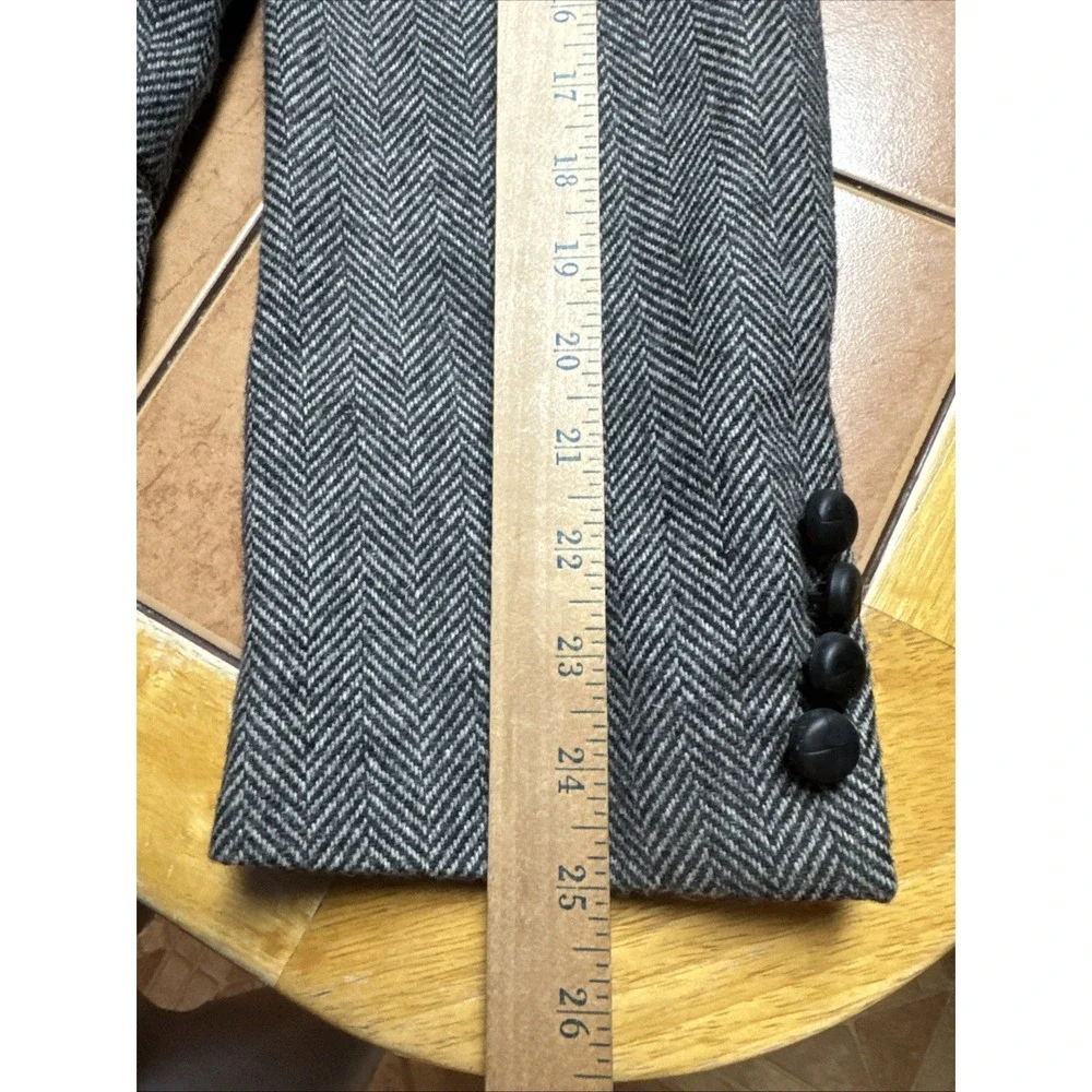 VINTAGE OAKTON Sz 42R Gray Herringbone Tweed Wool Blend Blazer Sport Coat Jacket